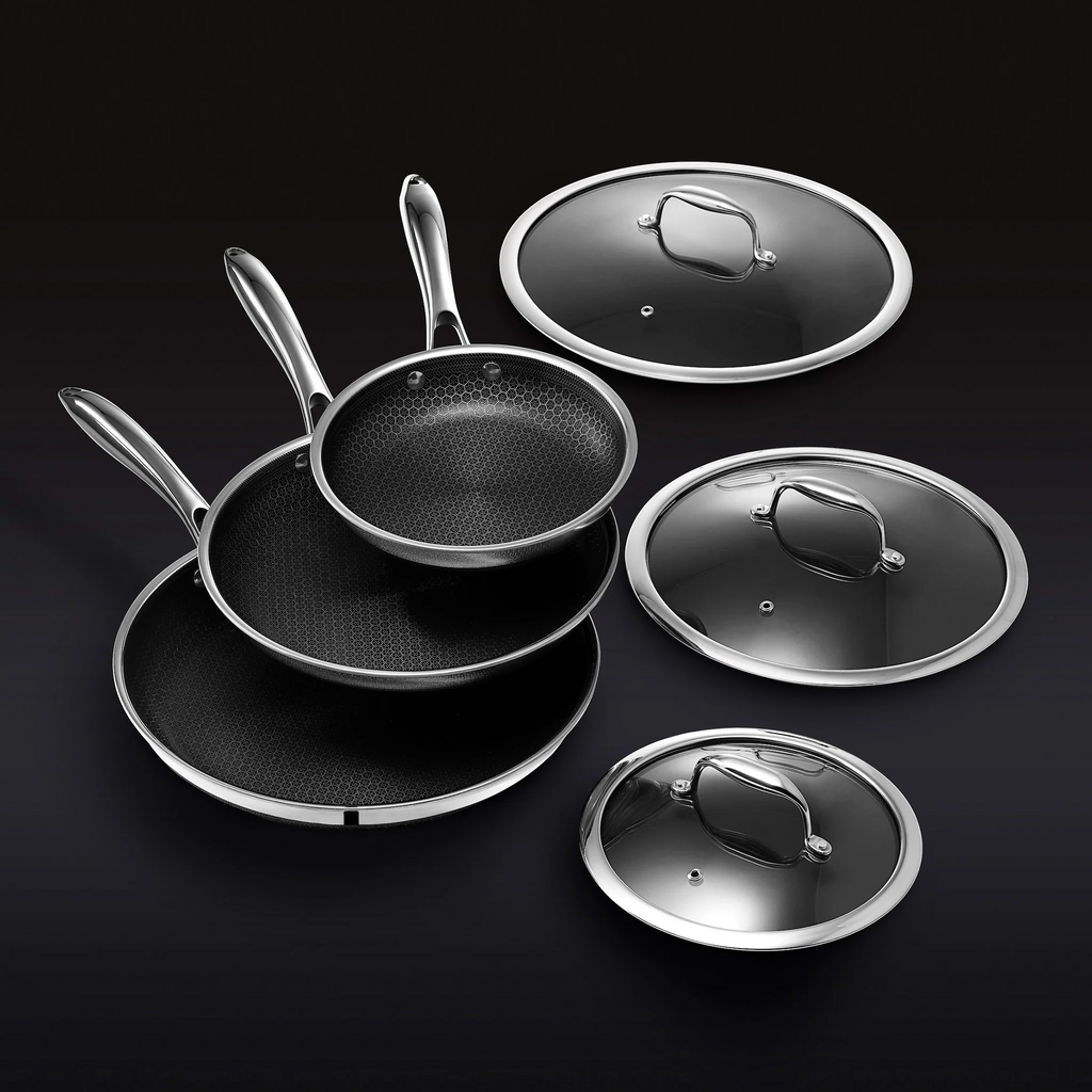 Hybrid Fry Pan Set with Lids, 6pc by HexClad — brand photography